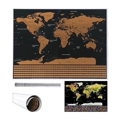 sapro Malatec Velká Stírací mapa světa s vlajkami Deluxe 82 x 59 cm černá – Zboží Mobilmania