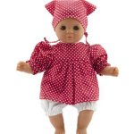 Hamiro /Miminko 30 cm látkové tělo šaty červené+ bílý puntík + šátek 20x35x13 cm – Hledejceny.cz