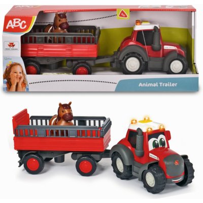 ABC Dickie Happy Massey Ferguson Traktor s přívěsem a koněm – Zboží Mobilmania