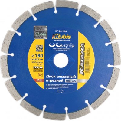 Kubis Tools Kotouč diamantový řezný segmentový BETON 180*22.2 mm, 2.4*10 mm, KATANA | 07-04-1180 – Zboží Mobilmania