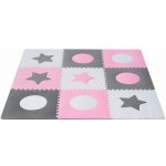 INKA Pěnová podložka puzzle pro děti 180x180cm 9 dílků šedá a růžová – Zboží Dáma