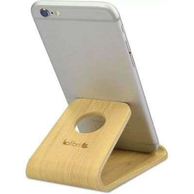 Stylový dřevěný stojánek Kalibri na mobilní telefony a tablety, světlý bambus