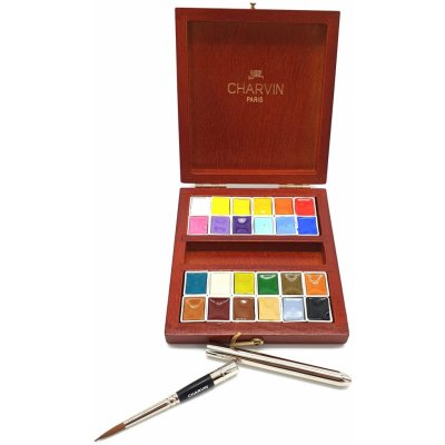 Charvin Paris Akvarelové barvy Extra Fine dřevěný box hnědý sada 24x1,5 ml – Zboží Dáma