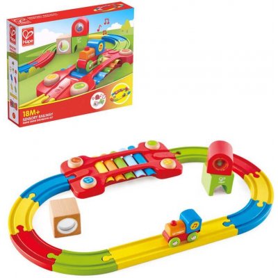 Hape Vláčkodráha s xylofonem barevná 14ks – Zboží Dáma