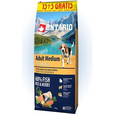 Ontario Adult Medium 7 Fish & Rice 20 kg – Hledejceny.cz