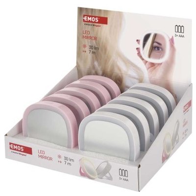 Emos Kapesní kosmetické zrcátko s LED světlem 10 ks display box EMS P4718 – Zboží Dáma