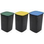 Belli E Forti koše na tříděný odpad TRIO, černé, s barevné víka, plast, 3 x 50 L BF1101AS21 – Sleviste.cz