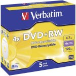 Verbatim DVD+RW 4,7GB 4x, jewel, 5ks (43229) – Sleviste.cz