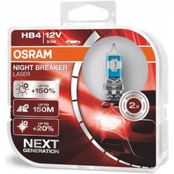 Osram Night Breaker Laser +150% HB4 P22d 12V 51W 2ks