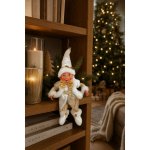 MagicHome Vianoce Dekorace MagicHome Vánoce, elf, textil, bílý, 14/35 cm – Hledejceny.cz