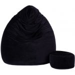 TopKing Sedací vak míč XXXXL 125 cm + podnožník XL 35 cm VELUR Černá – Zboží Dáma