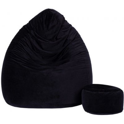 TopKing Sedací vak míč XXXXL 125 cm + podnožník XL 35 cm VELUR Černá – Zboží Dáma