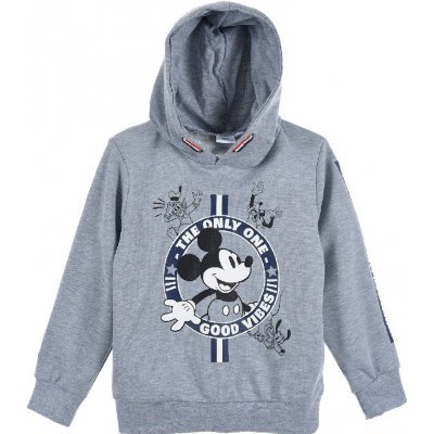 Disney Mickey mouse chlapecká mikina s kapucí světle šedá
