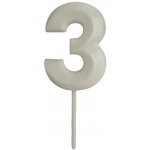 Dortisimo Svíčka s elegantním motivem číslo 3 bílá – Sleviste.cz