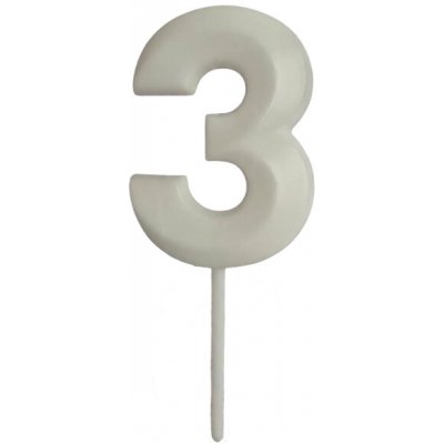 Dortisimo Svíčka s elegantním motivem číslo 3 bílá – Sleviste.cz