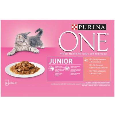 Purina ONE Junior losos 4 x 85 g