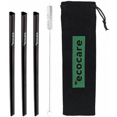 Ecocare Ekologická kovová brčka Srdce Černá 3 ks – Sleviste.cz