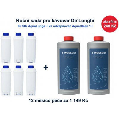 Wessper AquaLunga De'Longhi 6 ks + 2 ks odvápňovač AquaClean 1 l – Hledejceny.cz