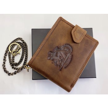 Hunters Pánská kožená peněženka s řetězem a přezkou brown od 799 Kč -  Heureka.cz