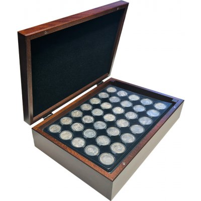 Luxusní dřevěná kazeta na stříbrné pamětní mince ČNB 1993 2025 černý vnitřek – Zboží Dáma