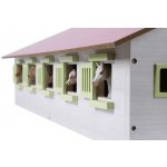 Kids Globe Stáj pro koně s 9 boxy a růžovou střechou 1:32 – Sleviste.cz