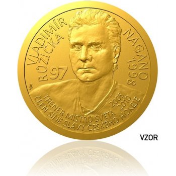 Česká mincovna Zlatá čtvrtuncová mince Legendy čs. hokeje Vladimír Růžička proof 7,78 g