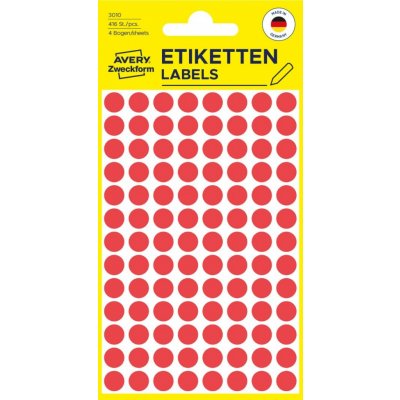 Avery Zweckform 3010 Kulaté etikety 8 mm 416 ks červené – Zboží Dáma