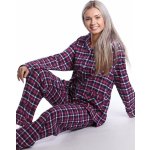Malinově růžové elegantní teplé flanelové pyžamo dámské na kojení 1DF0018 růžová – Zboží Dáma