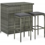 vidaXL Marketos 3dílný barový jídelní set polyratan šedý – Zboží Dáma