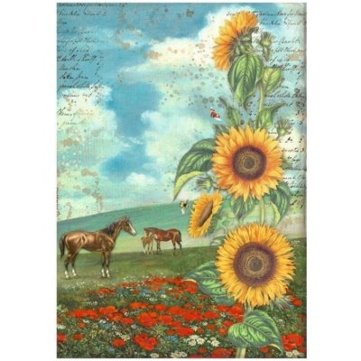 Stamperia Rýžový papír Sunflower art Koně – Zboží Dáma