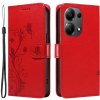 Pouzdro a kryt na mobilní telefon Xiaomi Flowers knížkové Xiaomi Redmi Note 13 4G/Poco M6 červené