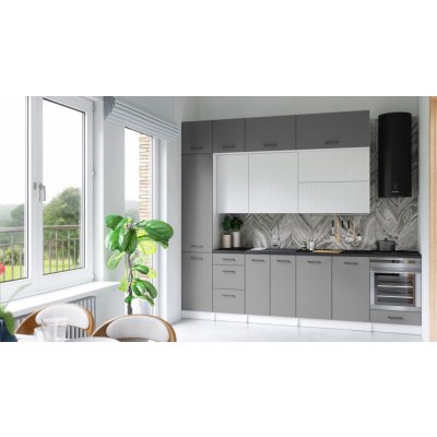 FRONTI Kuchyňská linka DAFNI 280cm Bílá/Popel – Zboží Dáma