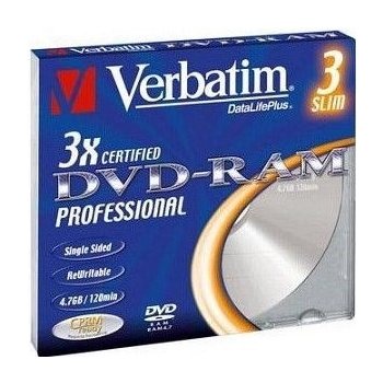 Verbatim DVD-RAM 4,7GB 3x, slim krabička, 3ks (43499)