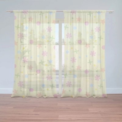 Záclony Hvězdy, květy a puntíky: 2 ks - 150x250 cm - Sablio – Hledejceny.cz