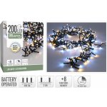 Koopman Světelný řetěz na baterie 200 LED teplá/studená bílá, zelený kabel, 4 m – Hledejceny.cz