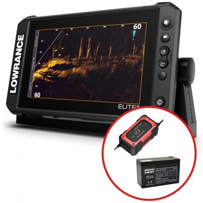Lowrance - Sonar Elite FS 9 se sondou Active Imaging 3v1 + baterie 12V/7Ah + nabíječka Geti 6A 12V – Sleviste.cz