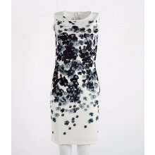 CHM šaty s šedočernými květy bílá