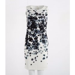 CHM šaty s šedočernými květy bílá
