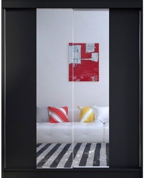 Kapol Camino II 150 cm s půleným zrcadlem a posuvnými dveřmi Matná černá