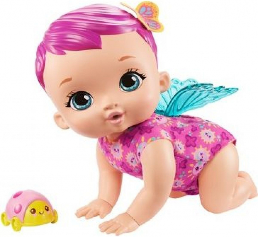 Mattel My Garden Baby plazící se motýlek růžová