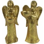 Anděl Ashriel s kalíškem na svíčku balení 2 ks 27 cm zlatý mix druhů