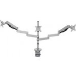 Polohovatelný držák pro 3 monitory, 2-9KG, svorka a průchodka stolu, 17"-30", USB HUB, 75x75/100x100, šedý – Sleviste.cz