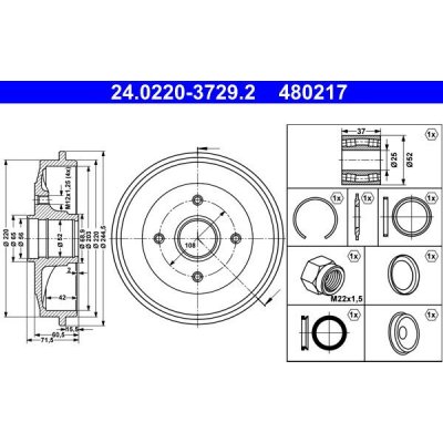 Brzdový buben ATE 24.0220-3729 (AT 480217) | Zboží Auto