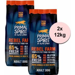 Primal Spirit Dog 65% Rebel Farm 2 x 12 kg