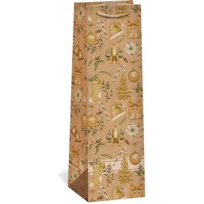 ARGUS Dárková papírová taška NATUR na víno (11 x 36 cm) - Zlaté dárky 08340093 – Hledejceny.cz