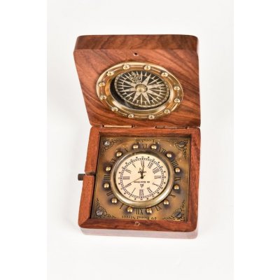 Shi Shakti Enterprises mosazný kompas s hodinami Sparrow – Sleviste.cz
