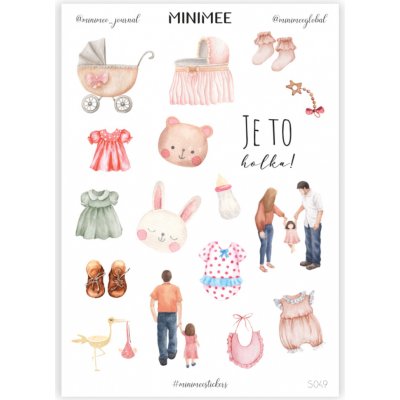 MINIMEE Papírové samolepky v aršíku A5 Je to holka! – Sleviste.cz