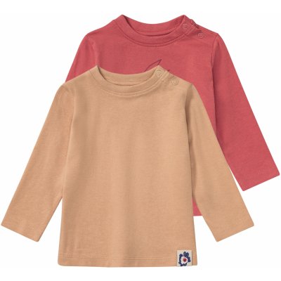 Lupilu dětské triko s dlouhými rukávy s BIO bavlnou 2 kusy červená světle hnědá – Zboží Mobilmania