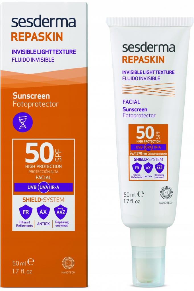 Sesderma pleťový fluid neviditelná fotoochrana SPF50 Repaskin (Invisible Light Texture Facial Sunscreen) 50 ml