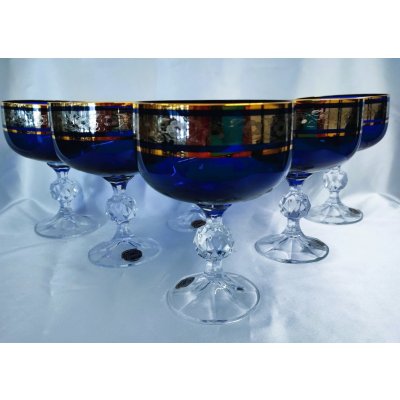 Claudia Šampaň misky zdobené 3 barvy Modrá 6 x 200 ml – Zboží Mobilmania